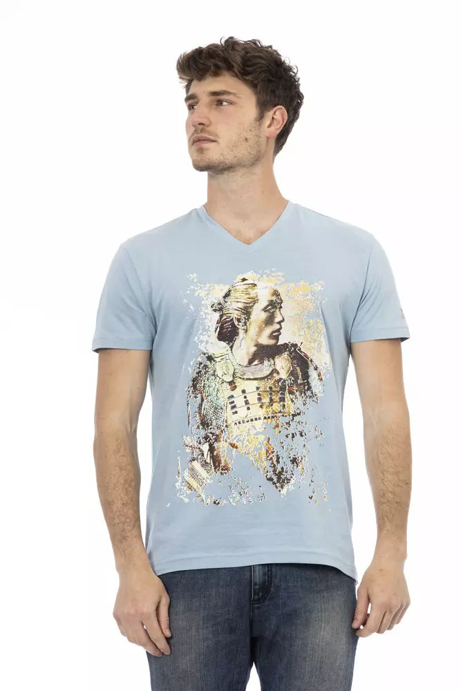 Trussardi Action Light Blue Cotton Men T-Shirt - Whispers Of Wisdom Clothing