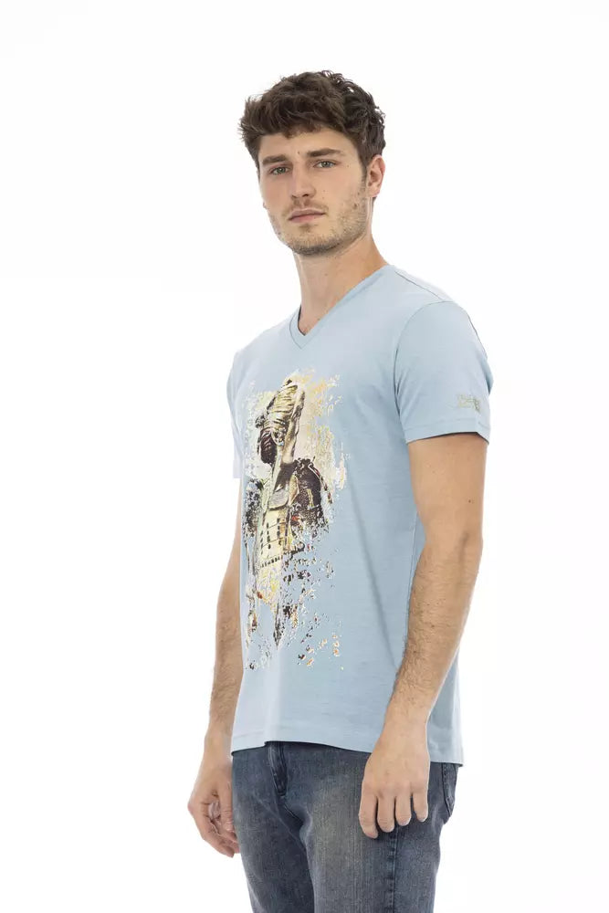 Trussardi Action Light Blue Cotton Men T-Shirt - Whispers Of Wisdom Clothing