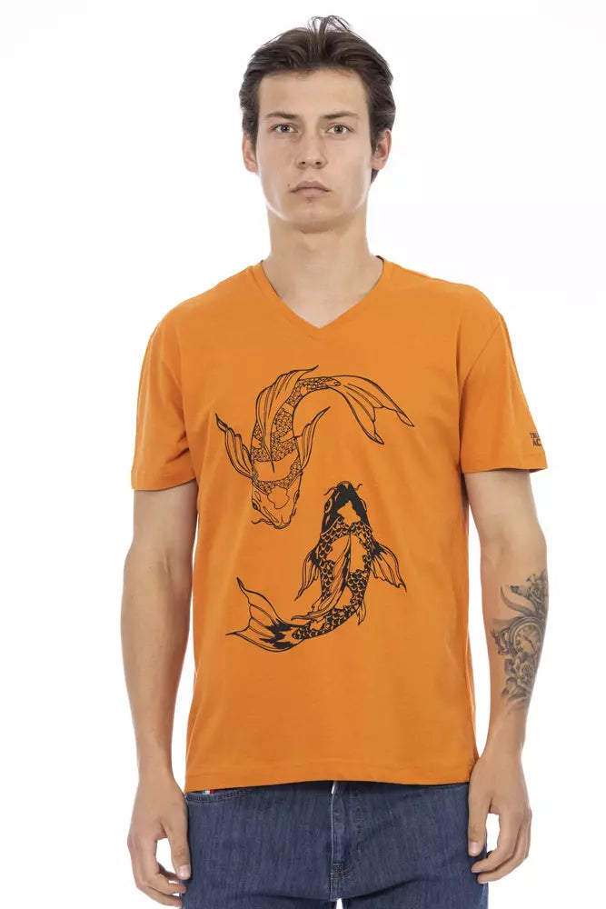 Trussardi Action Orange Cotton Men T-Shirt - Whispers Of Wisdom Clothing