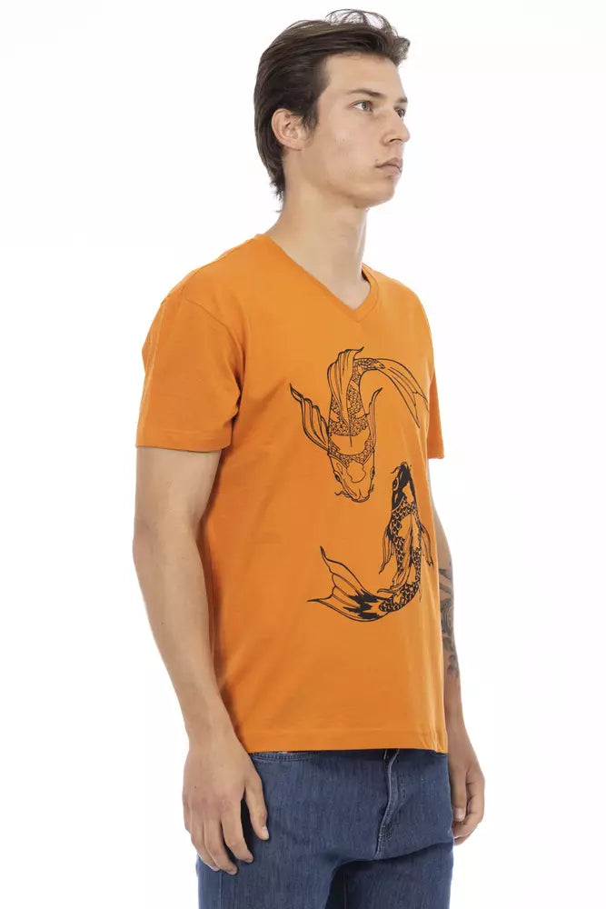 Trussardi Action Orange Cotton Men T-Shirt - Whispers Of Wisdom Clothing