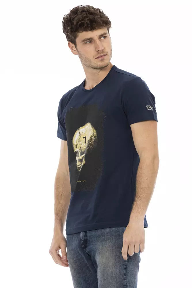 تي شيرت رجالي من القطن باللون الأزرق من Trussardi Action