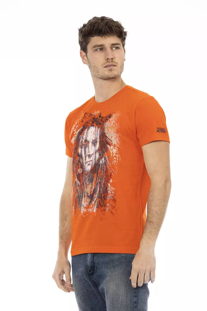 Trussardi Action Orange Cotton Men T-Shirt - Whispers Of Wisdom Clothing