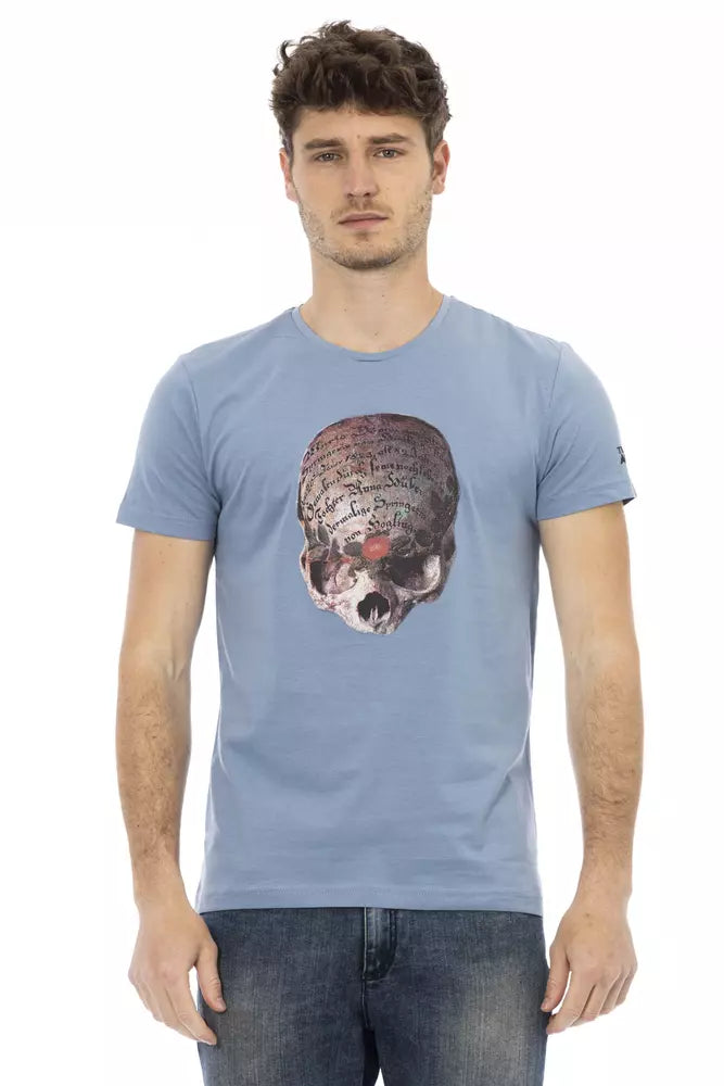 Trussardi Action Light Blue Cotton Men T-Shirt - Whispers Of Wisdom Clothing