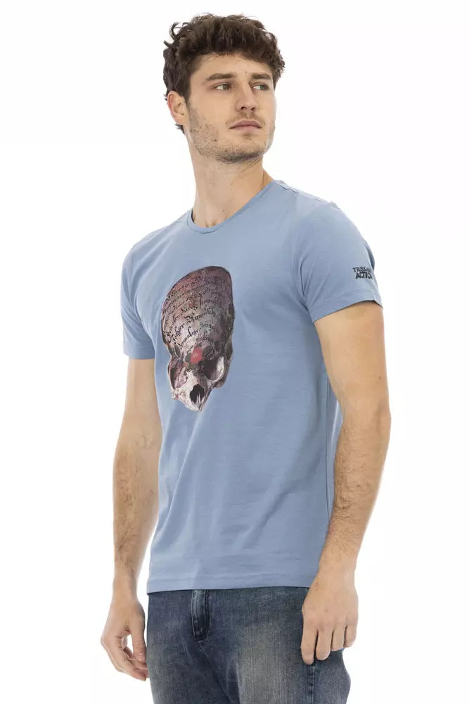 Trussardi Action Light Blue Cotton Men T-Shirt - Whispers Of Wisdom Clothing