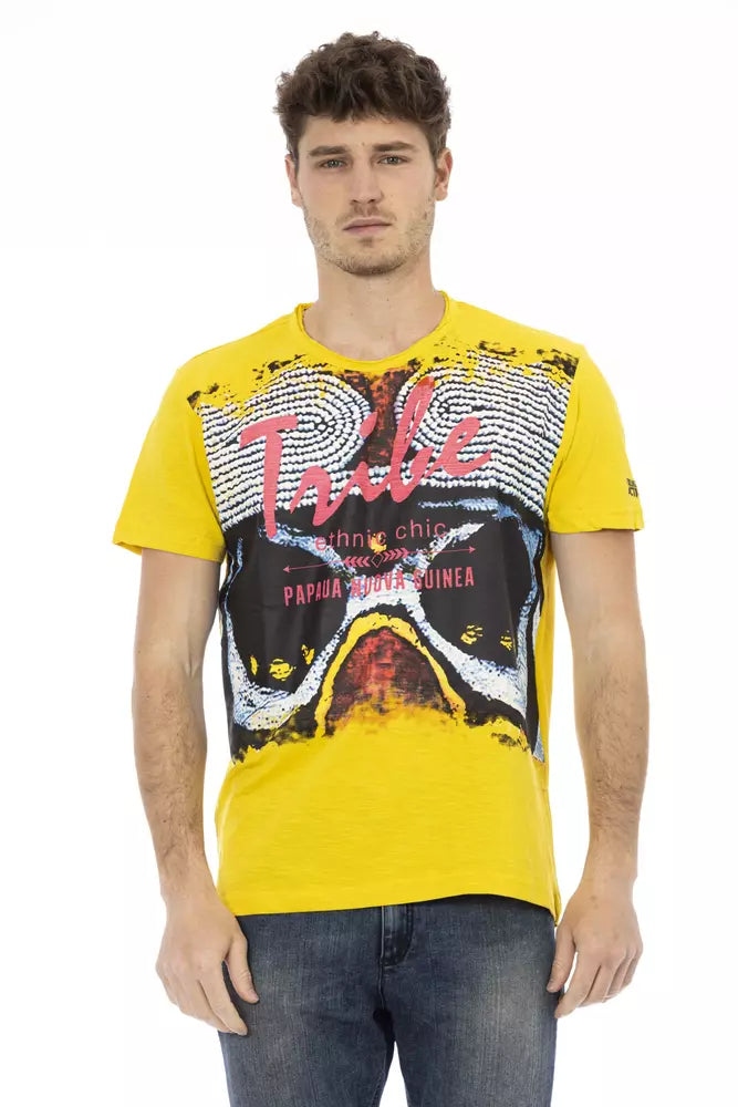 Trussardi Action Yellow Cotton Men T-Shirt - Whispers Of Wisdom Clothing