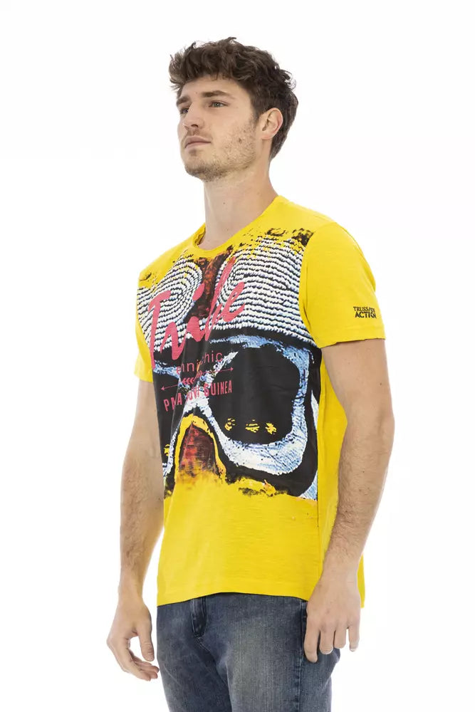 Trussardi Action Yellow Cotton Men T-Shirt - Whispers Of Wisdom Clothing