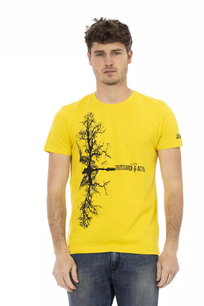 Trussardi Action Yellow Cotton Men T-Shirt - Whispers Of Wisdom Clothing