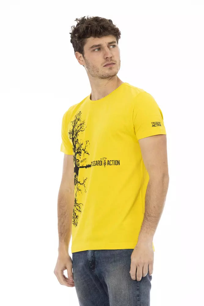 Trussardi Action Yellow Cotton Men T-Shirt - Whispers Of Wisdom Clothing
