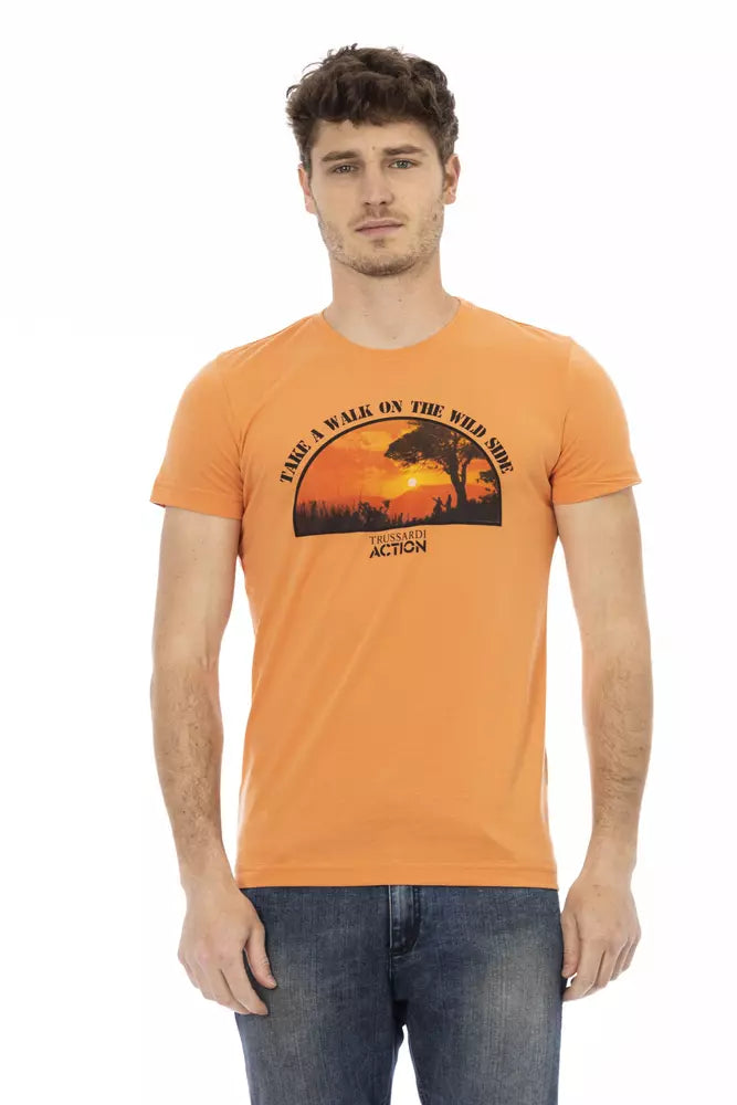 Trussardi Action Orange Cotton Men T-Shirt - Whispers Of Wisdom Clothing