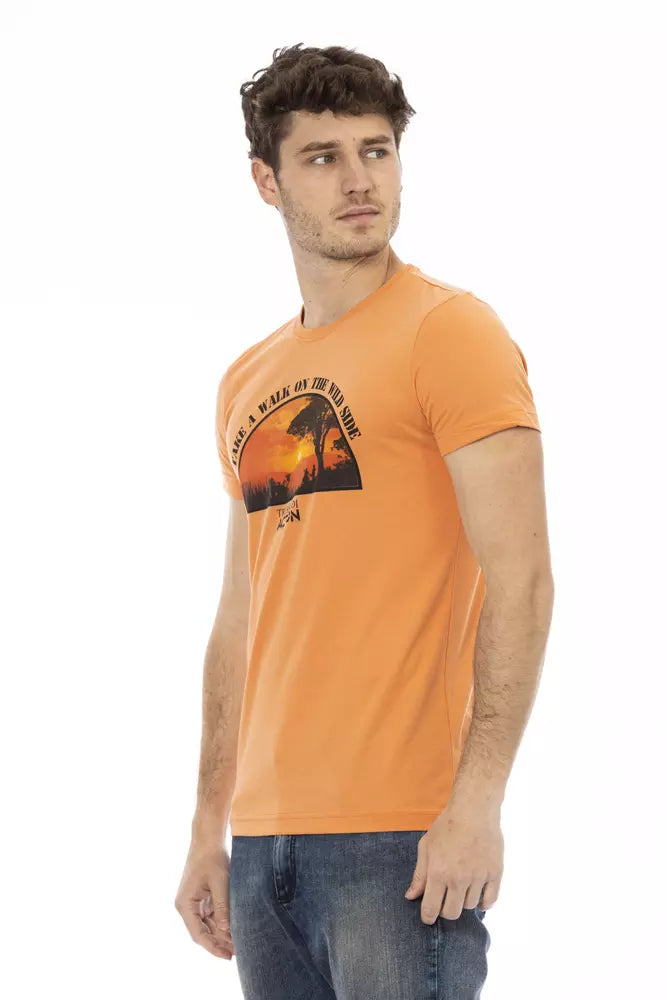 Trussardi Action Orange Cotton Men T-Shirt - Whispers Of Wisdom Clothing