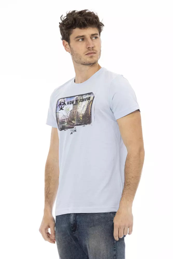 Trussardi Action Light Blue Cotton Men T-Shirt - Whispers Of Wisdom Clothing
