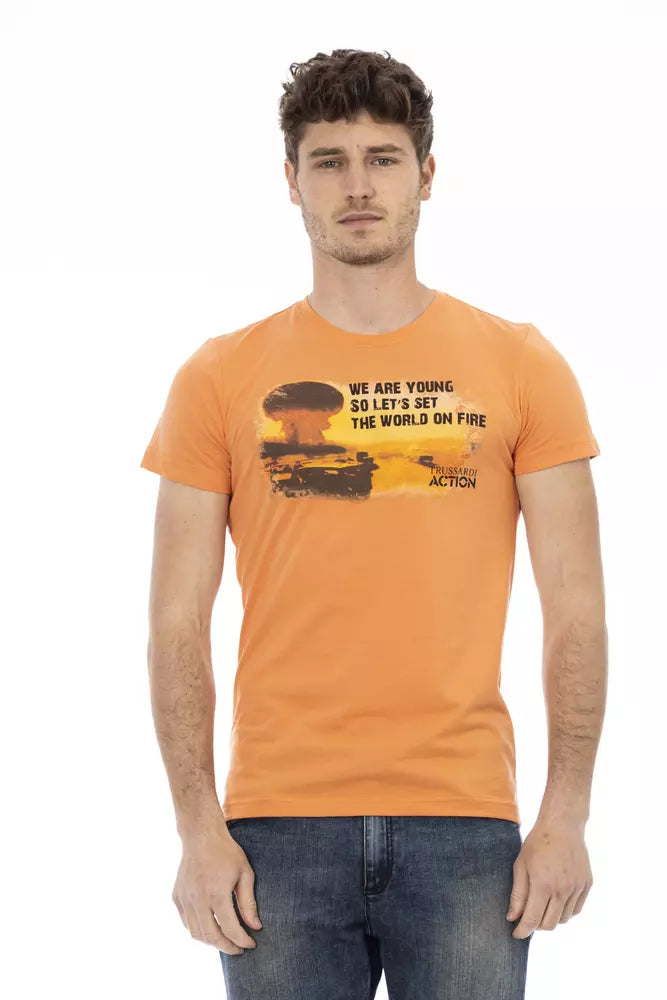 Trussardi Action Orange Cotton Men T-Shirt - Whispers Of Wisdom Clothing