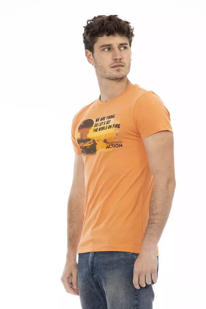 Trussardi Action Orange Cotton Men T-Shirt - Whispers Of Wisdom Clothing