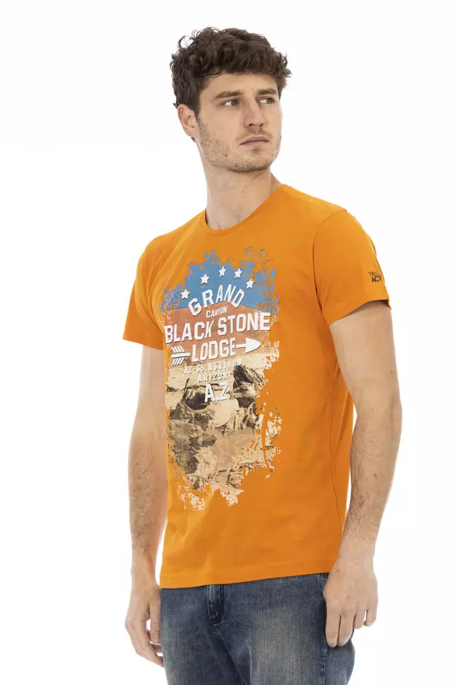 Trussardi Action Orange Cotton Men T-Shirt - Whispers Of Wisdom Clothing