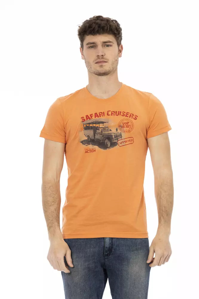 Trussardi Action Orange Cotton Men T-Shirt - Whispers Of Wisdom Clothing