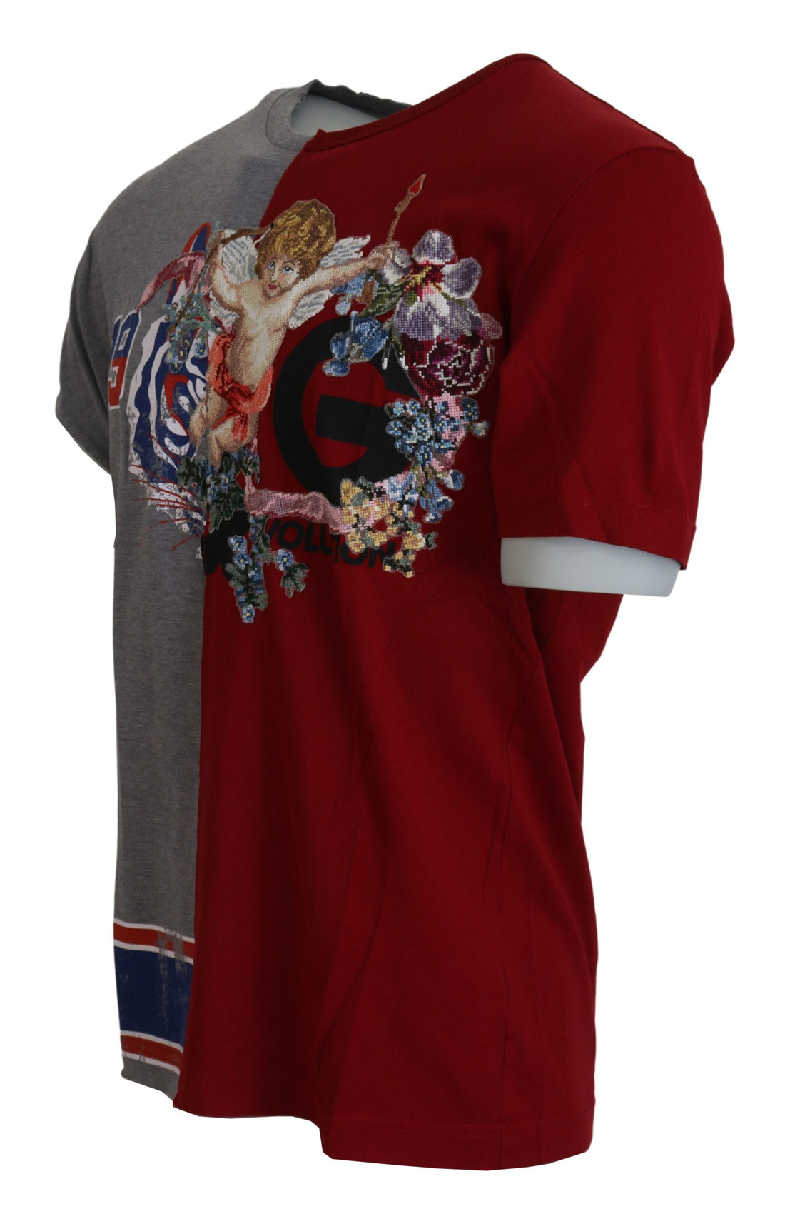 Dolce & Gabbana Red Gray Two Model DG Angel Crewneck  T-shirt - Whispers Of Wisdom Clothing