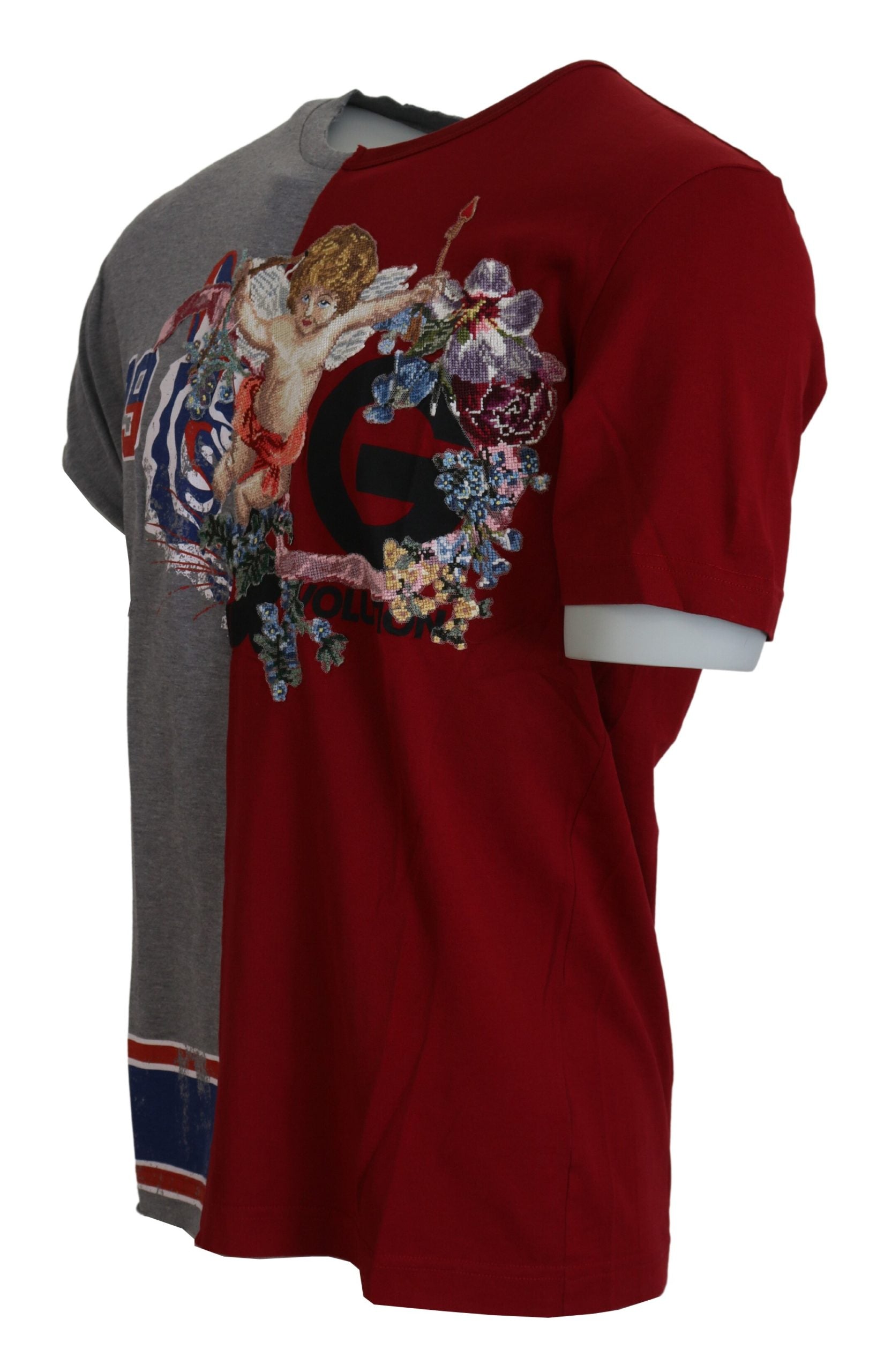 Dolce & Gabbana Red Gray Two Model DG Angel Crewneck  T-shirt - Whispers Of Wisdom Clothing