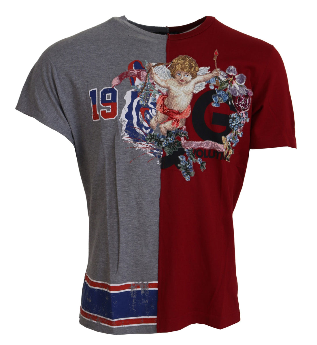 Dolce & Gabbana Red Gray Two Model DG Angel Crewneck  T-shirt - Whispers Of Wisdom Clothing