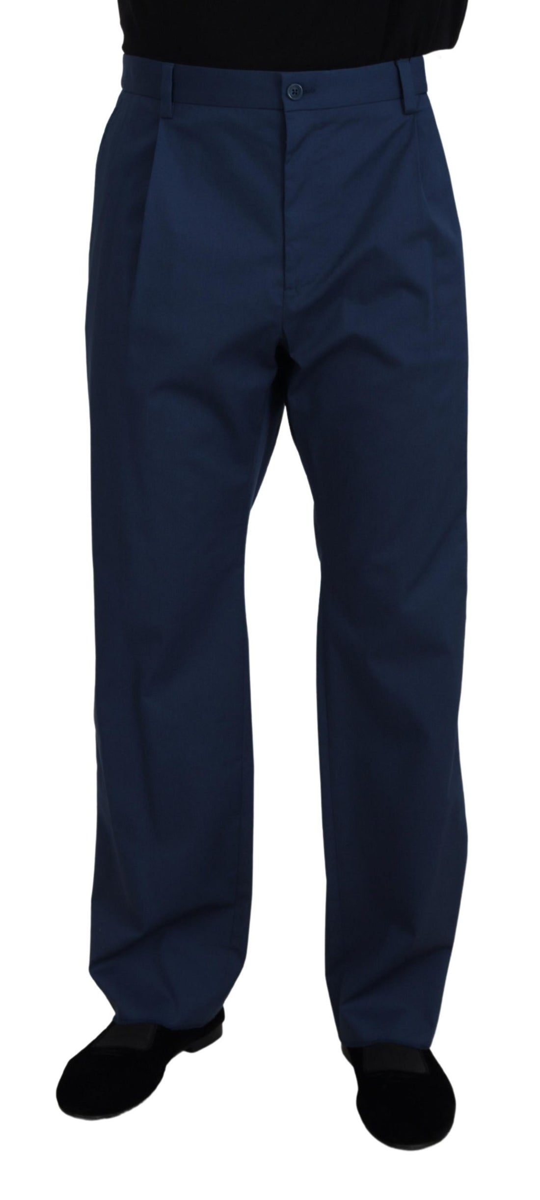 Dolce & Gabbana Blue Cotton Straight Fit Pants - Whispers Of Wisdom Clothing