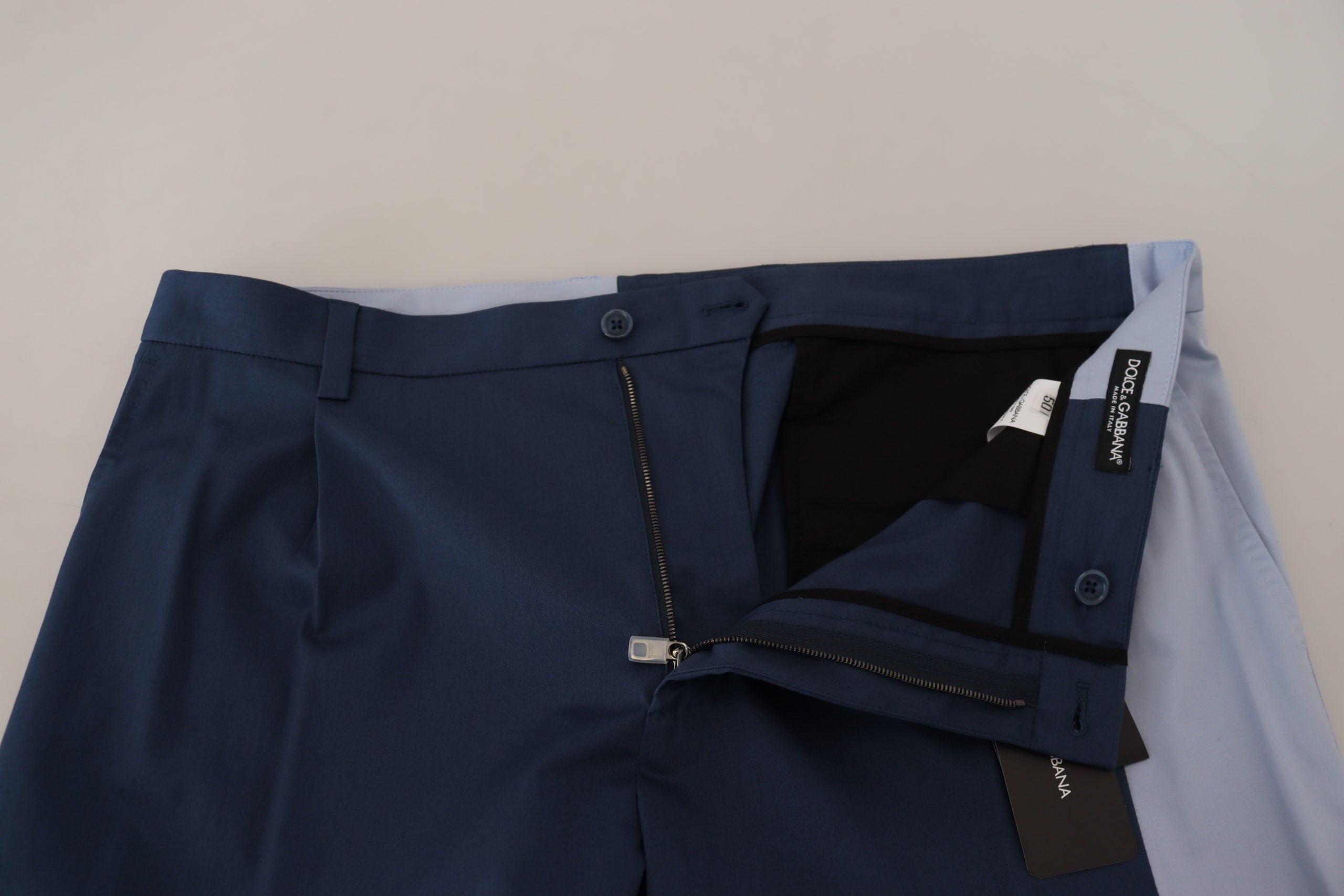 Dolce & Gabbana Blue Cotton Straight Fit Pants - Whispers Of Wisdom Clothing