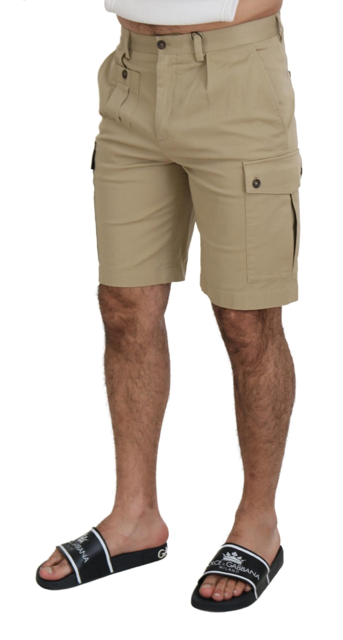 Dolce & Gabbana Beige Cotton Cargo Bermuda Shorts - Whispers Of Wisdom Clothing
