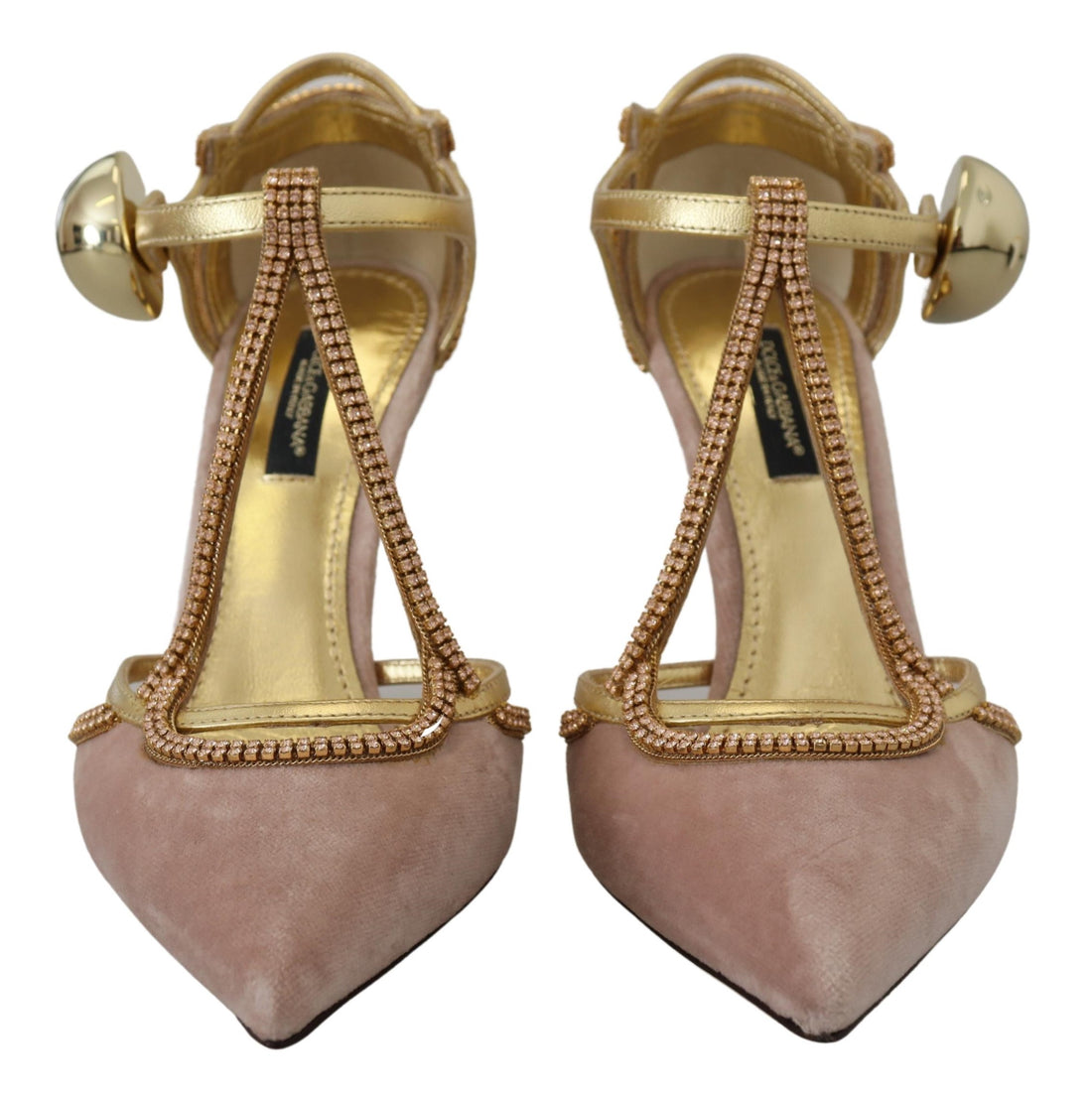 Dolce & Gabbana Pink Crystal T-strap Heels Pumps Shoes - Whispers Of Wisdom Clothing