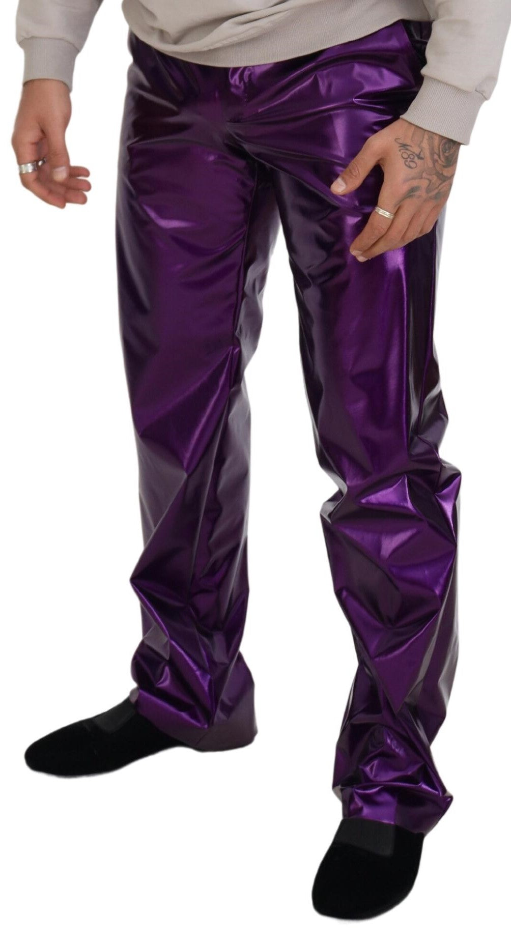 Dolce & Gabbana Purple Shining Men Casual Pants - Whispers Of Wisdom Clothing