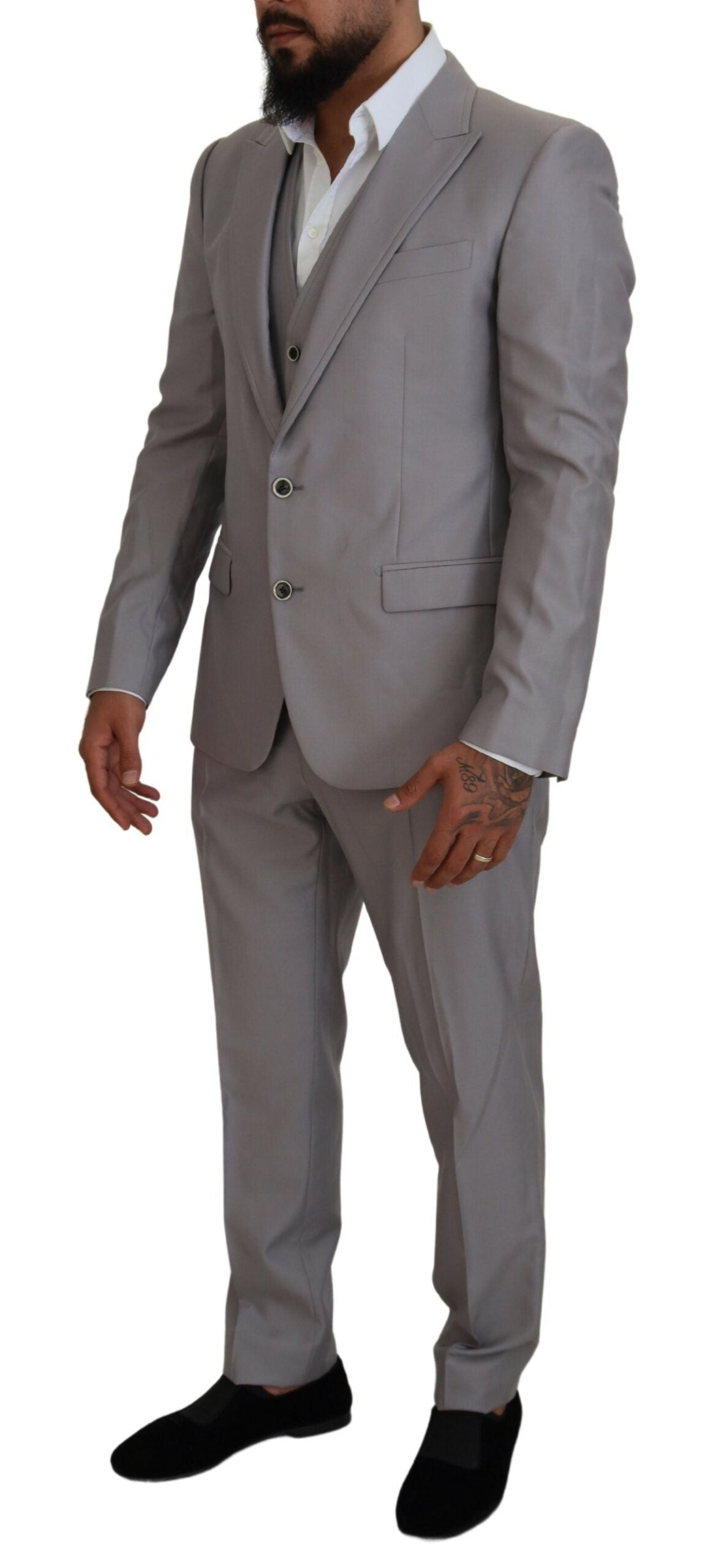 Dolce & Gabbana Silver Wool Silk 3 Piece Slim Fit Suit - Whispers Of Wisdom Clothing