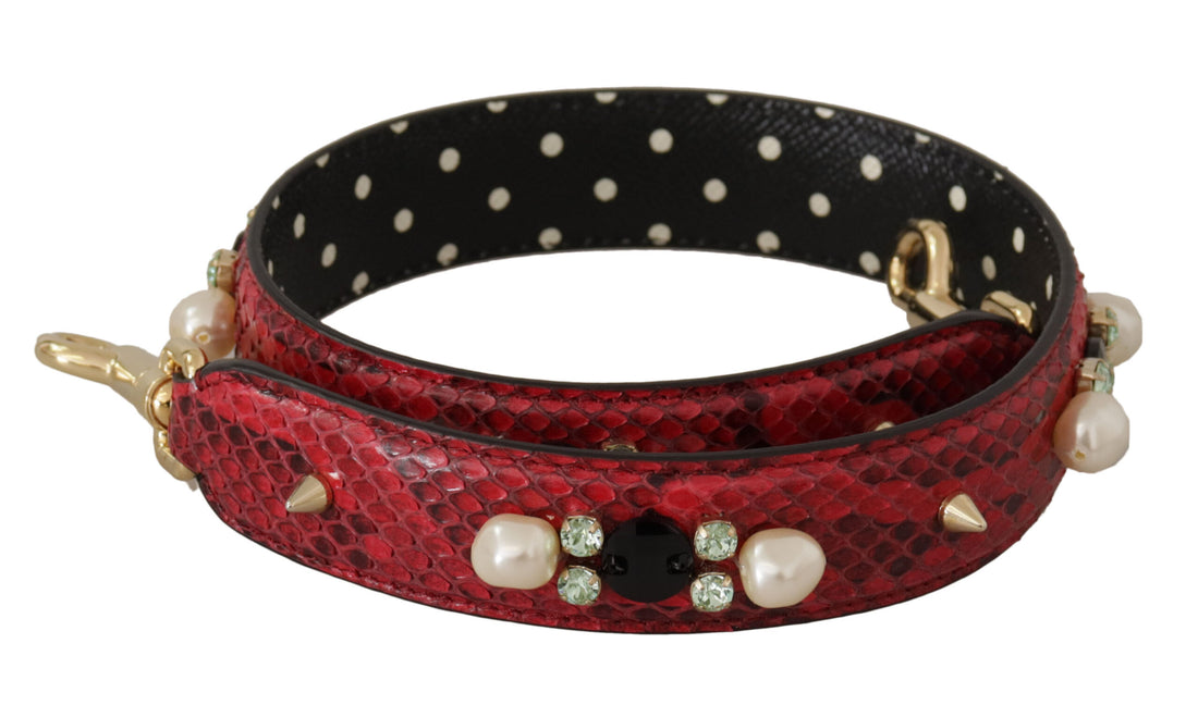 Dolce & Gabbana Red Exotic Leather Crystals Bag Shoulder Strap - Whispers Of Wisdom Clothing
