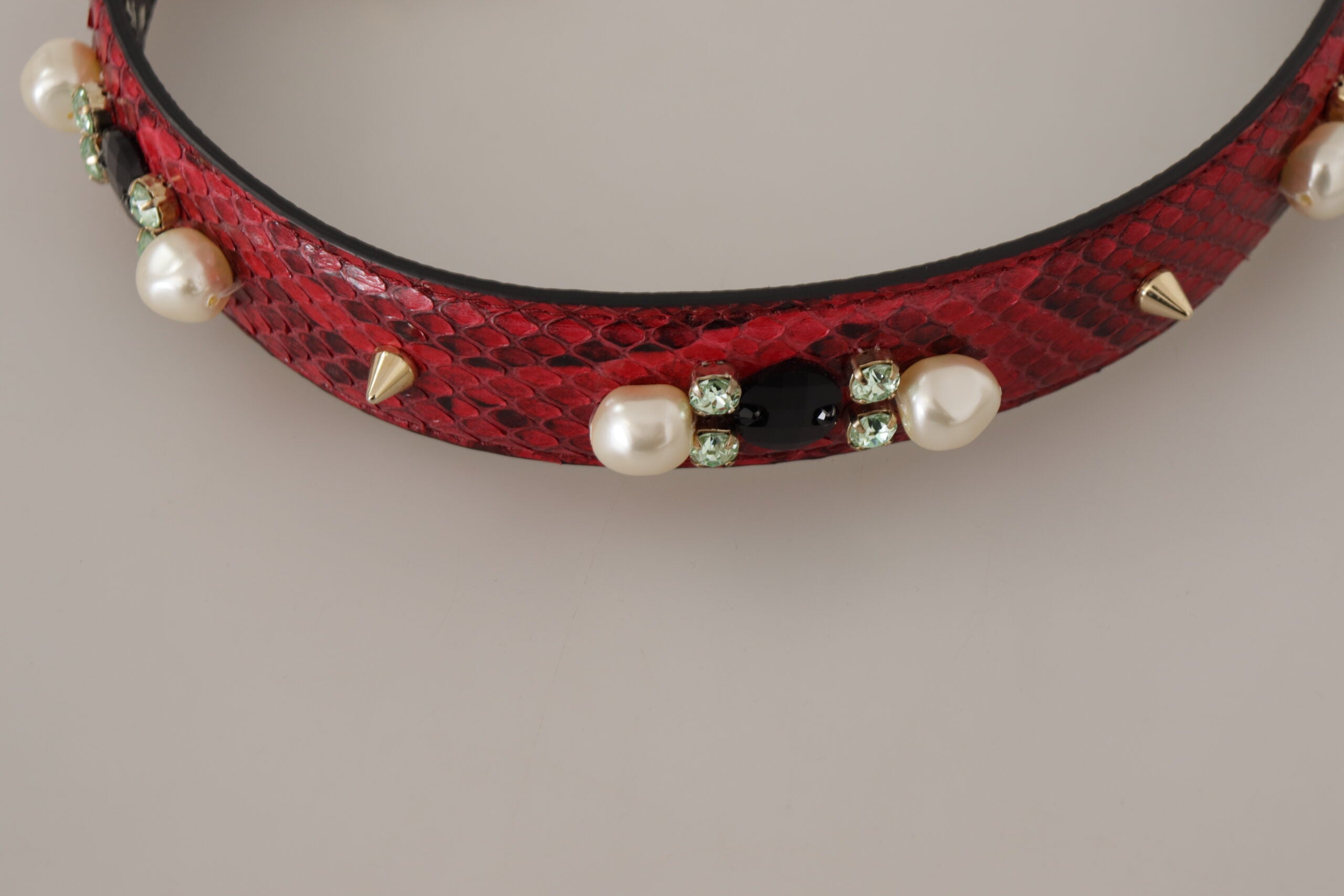 Dolce & Gabbana Red Exotic Leather Crystals Bag Shoulder Strap - Whispers Of Wisdom Clothing