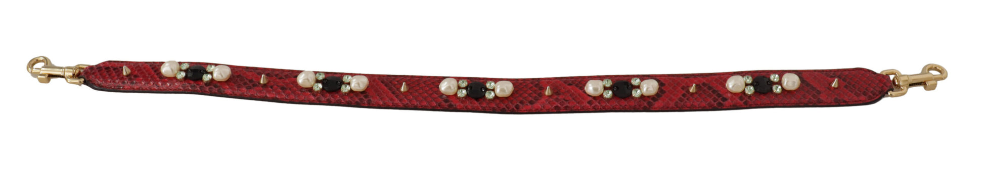 Dolce & Gabbana Red Exotic Leather Crystals Bag Shoulder Strap - Whispers Of Wisdom Clothing