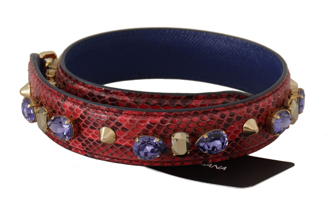 Dolce & Gabbana Red Exotic Leather Crystals Bag Shoulder Strap - Whispers Of Wisdom Clothing
