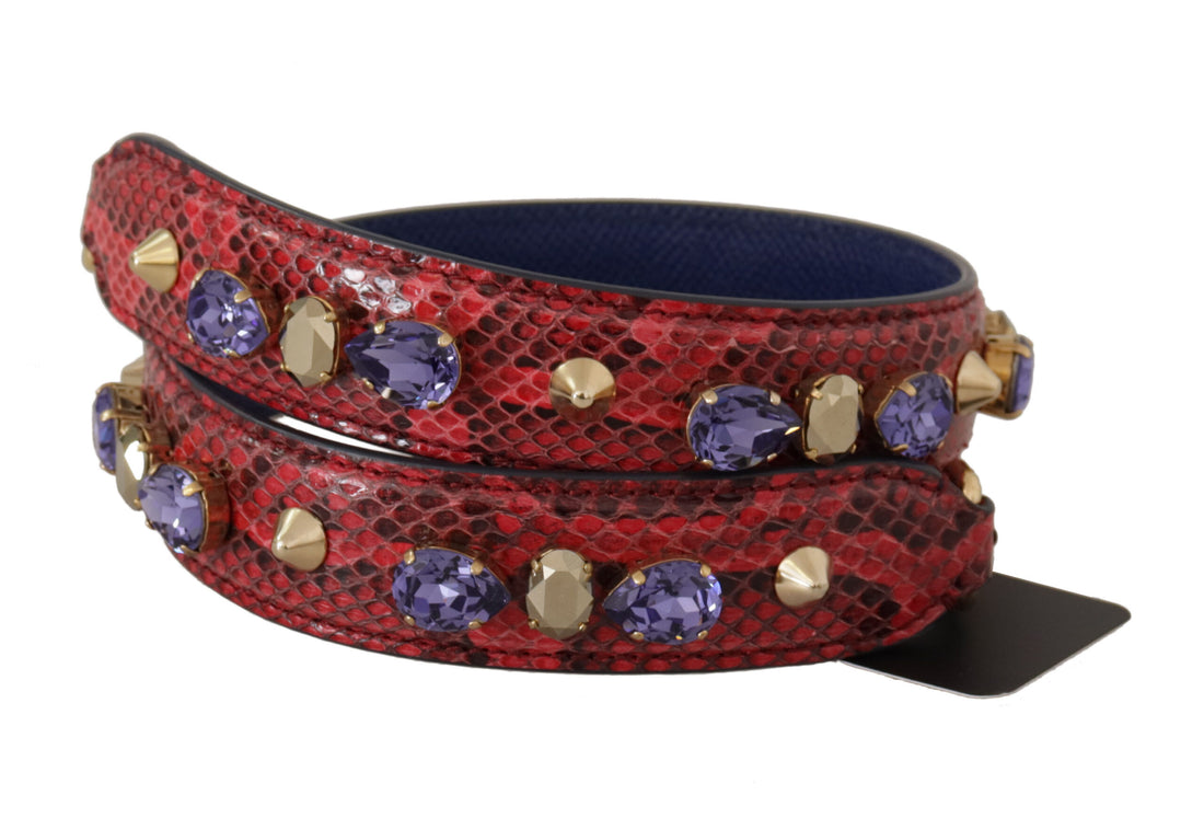Dolce & Gabbana Red Exotic Leather Crystals Bag Shoulder Strap - Whispers Of Wisdom Clothing