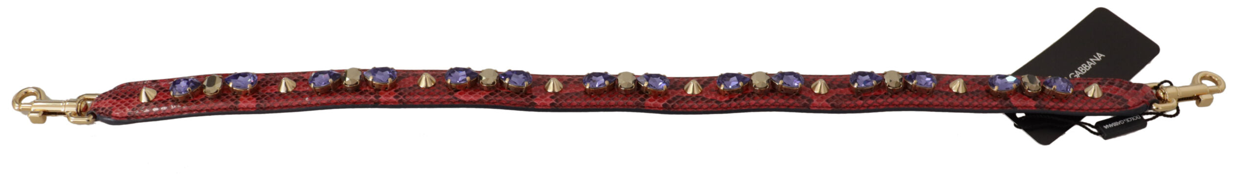 Dolce & Gabbana Red Exotic Leather Crystals Bag Shoulder Strap - Whispers Of Wisdom Clothing
