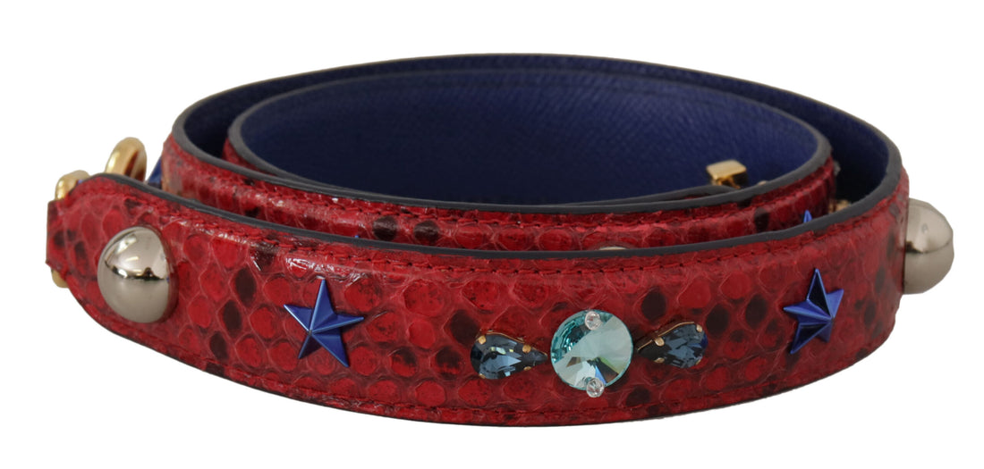 Dolce & Gabbana Red Exotic Leather Crystals Shoulder Strap - Whispers Of Wisdom Clothing