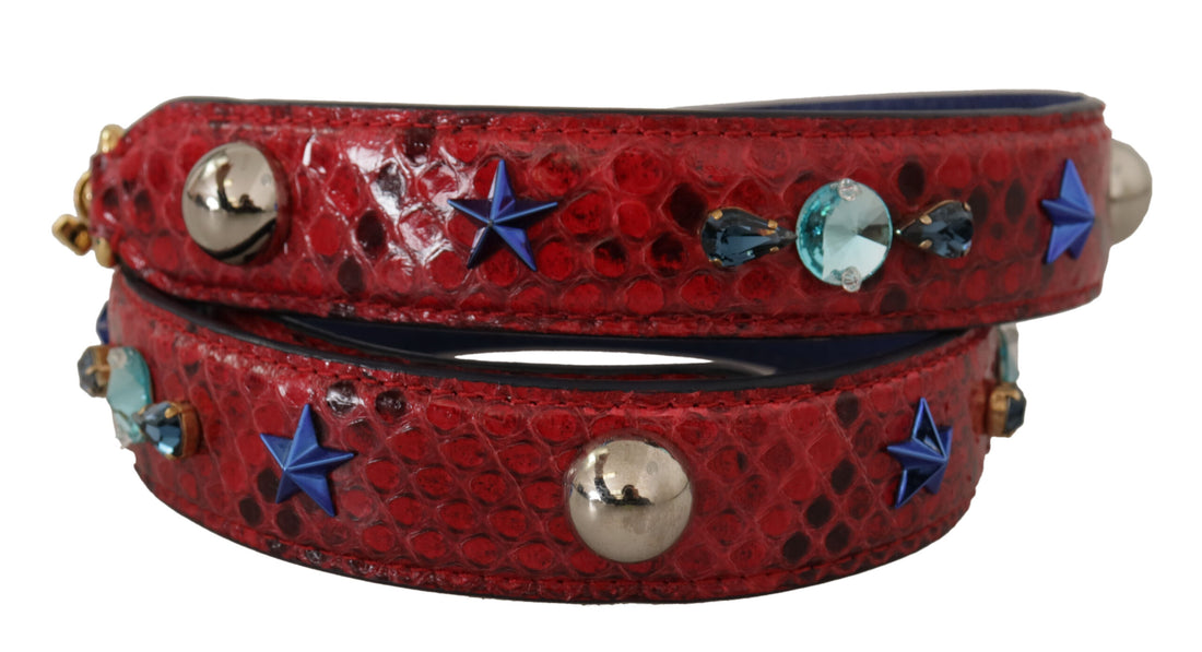Dolce & Gabbana Red Exotic Leather Crystals Shoulder Strap - Whispers Of Wisdom Clothing