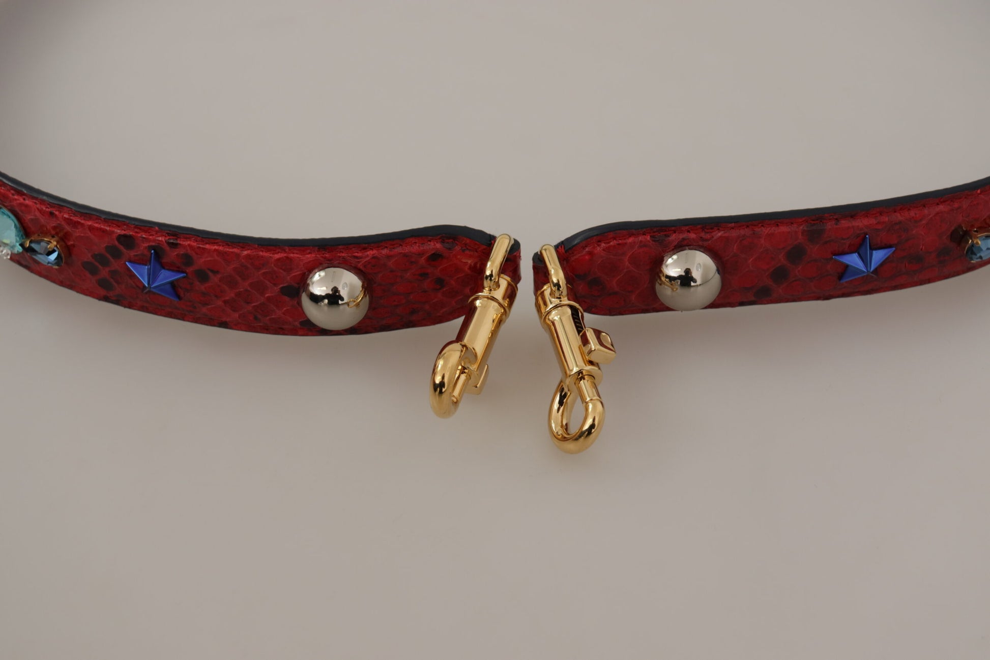Dolce & Gabbana Red Exotic Leather Crystals Shoulder Strap - Whispers Of Wisdom Clothing