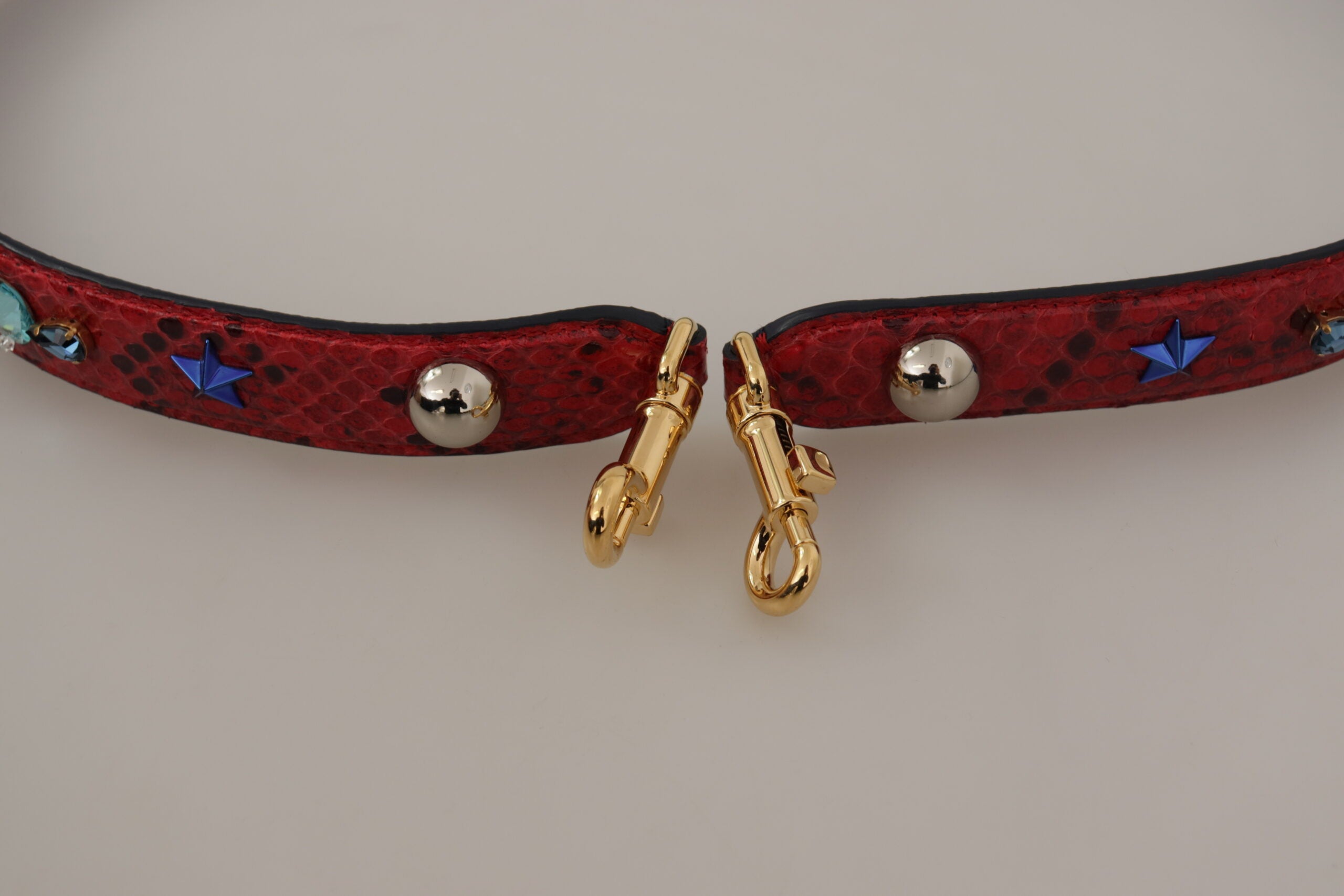 Dolce & Gabbana Red Exotic Leather Crystals Shoulder Strap - Whispers Of Wisdom Clothing