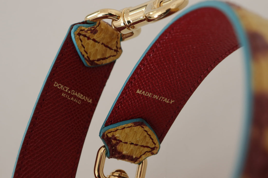 Dolce & Gabbana Yellow Red Leather Gold Tone Shoulder Strap - Whispers Of Wisdom Clothing