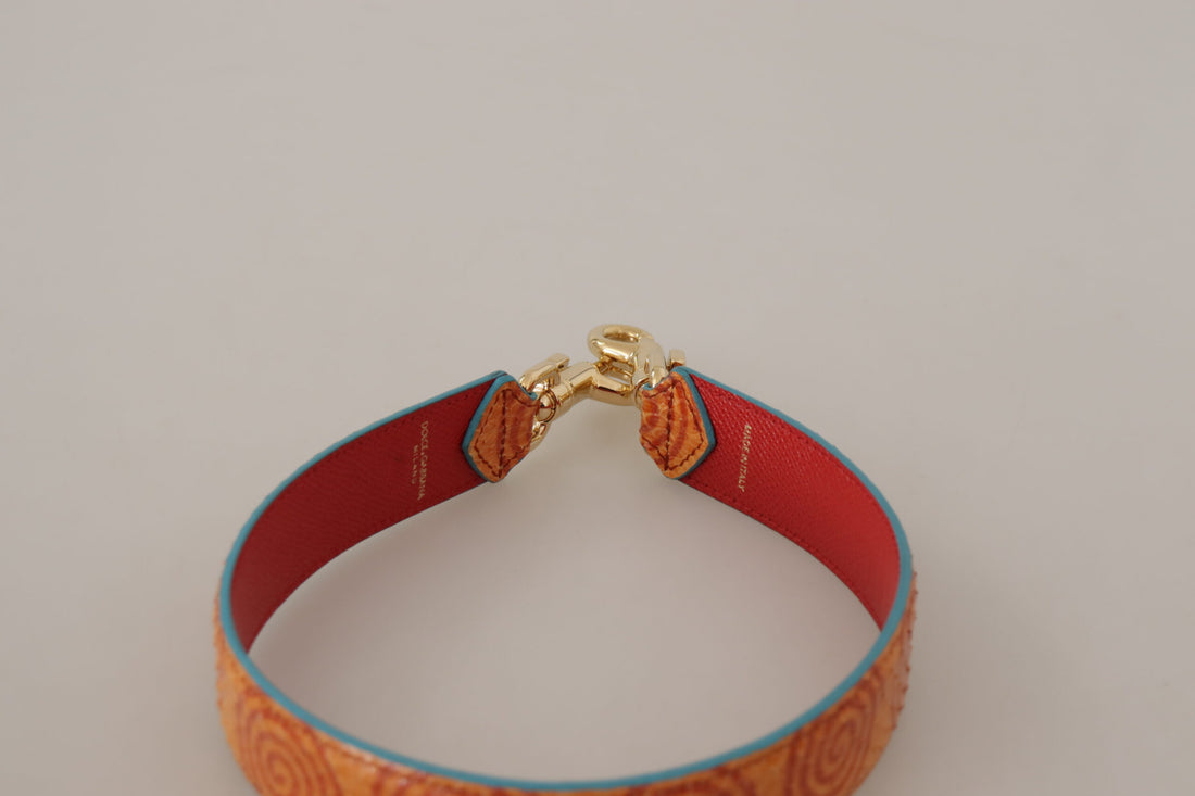 Dolce & Gabbana Orange Leather Swirl Print Bag Shoulder Strap - Whispers Of Wisdom Clothing