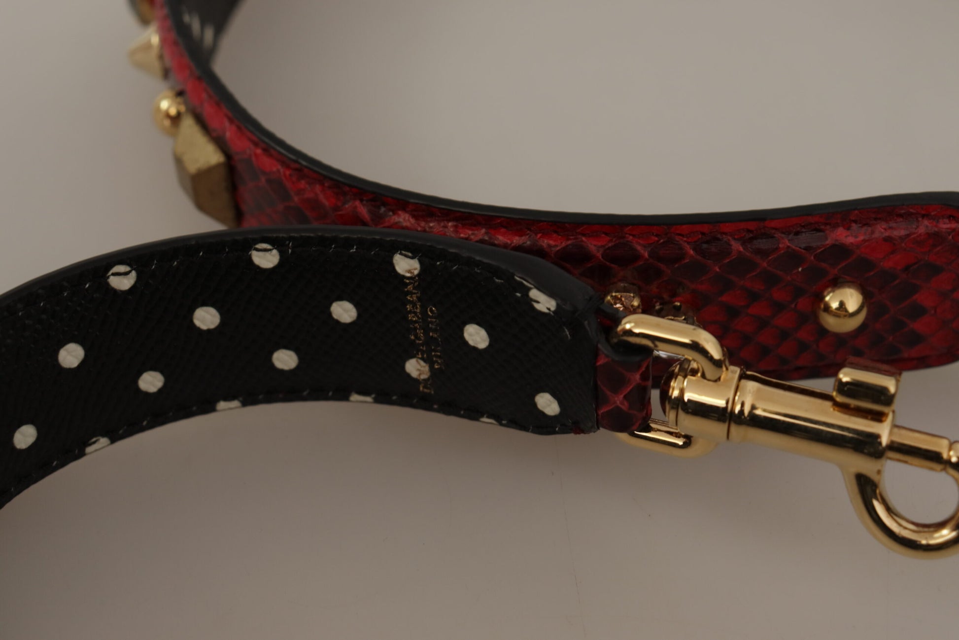 Dolce & Gabbana Red Python Leather Crystals Reversible Shoulder Strap - Whispers Of Wisdom Clothing