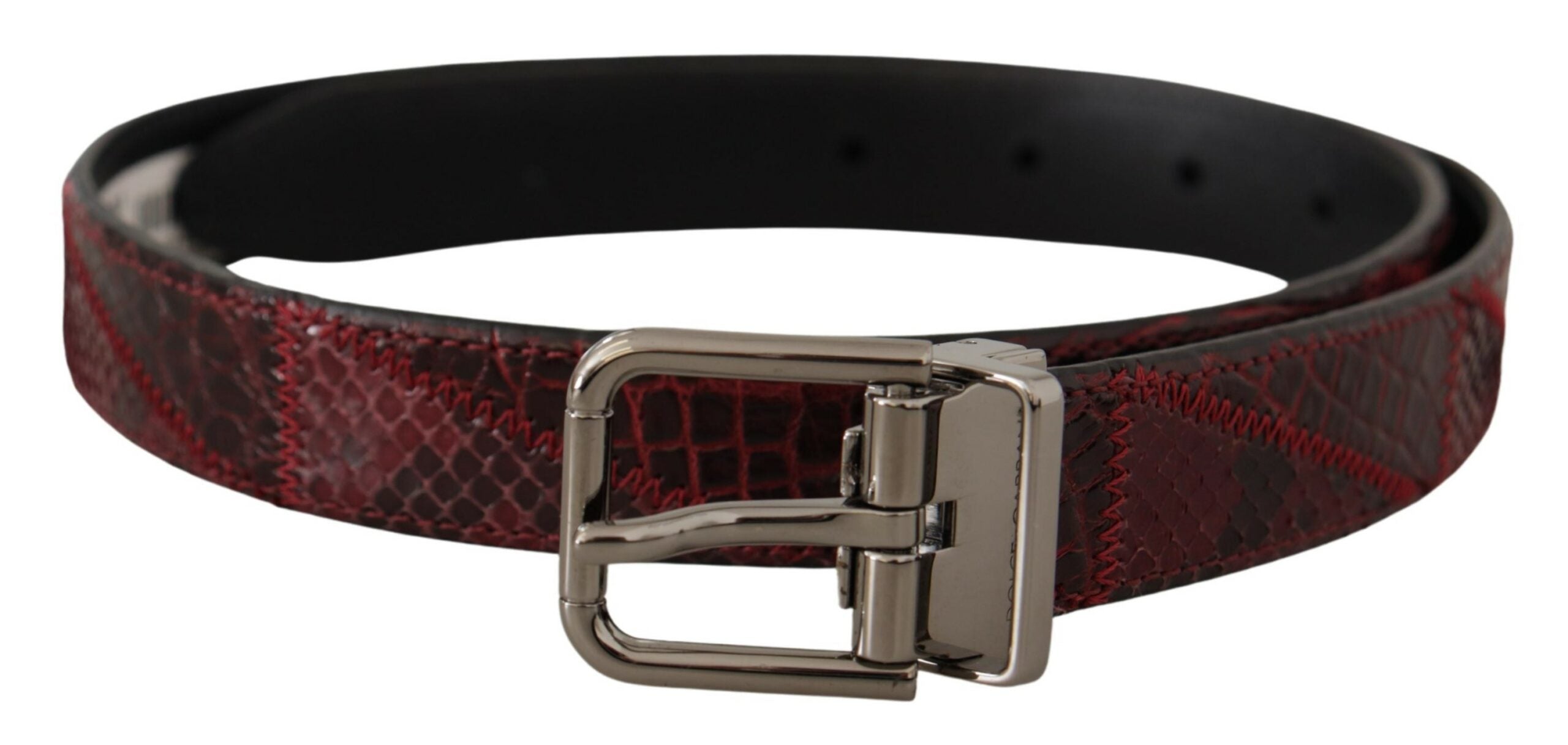 Dolce & Gabbana Red Exotic Leather Metal Logo Buckle Belt - Whispers Of Wisdom Clothing