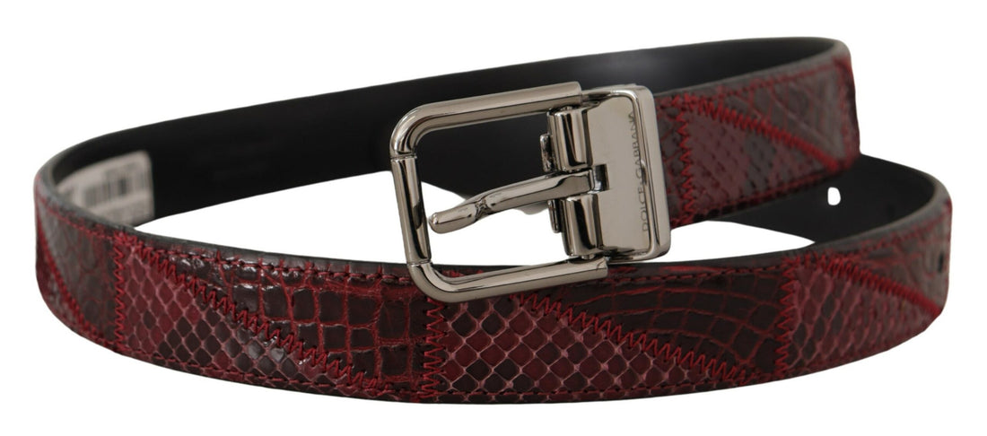 Dolce & Gabbana Red Exotic Leather Metal Logo Buckle Belt - Whispers Of Wisdom Clothing