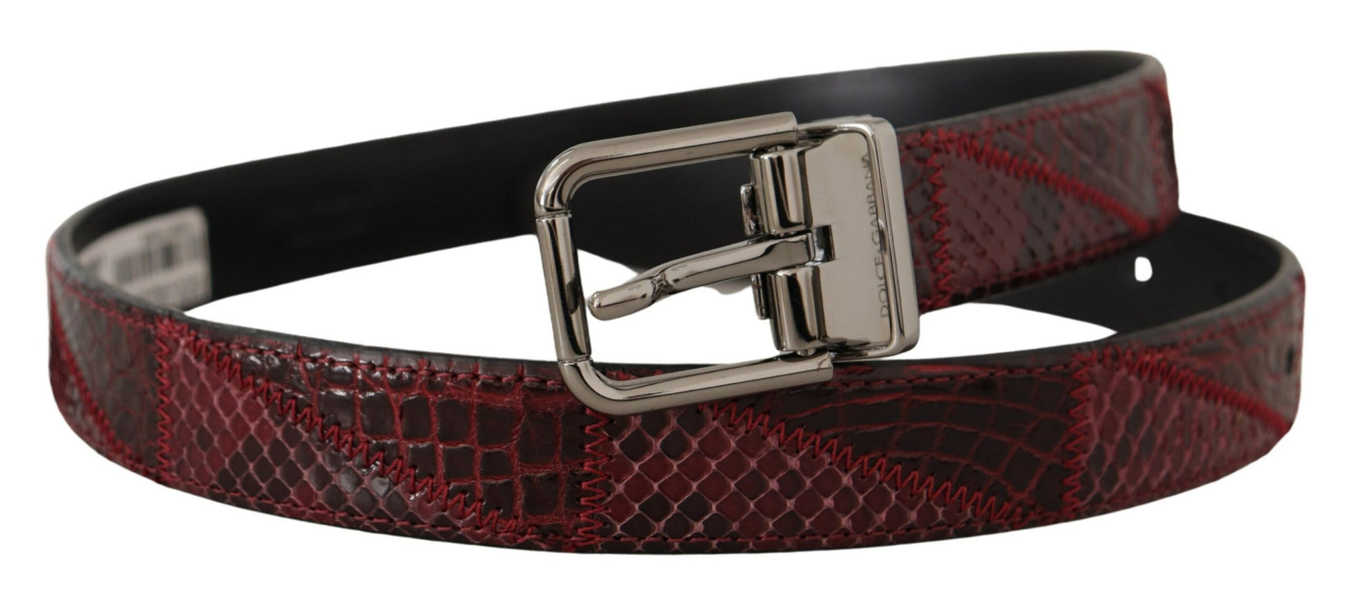 Dolce & Gabbana Red Exotic Leather Metal Logo Buckle Belt - Whispers Of Wisdom Clothing
