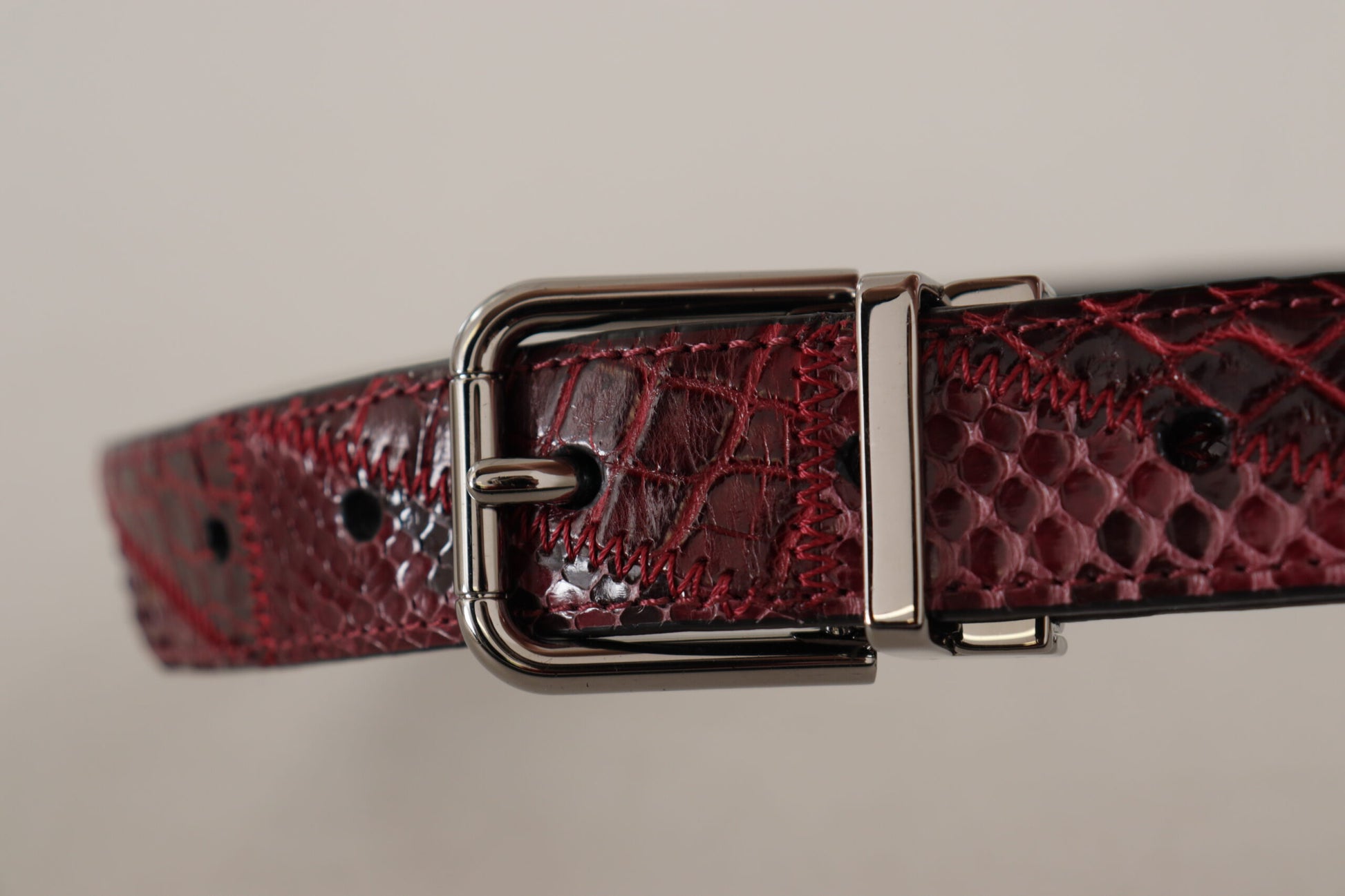 Dolce & Gabbana Red Exotic Leather Metal Logo Buckle Belt - Whispers Of Wisdom Clothing