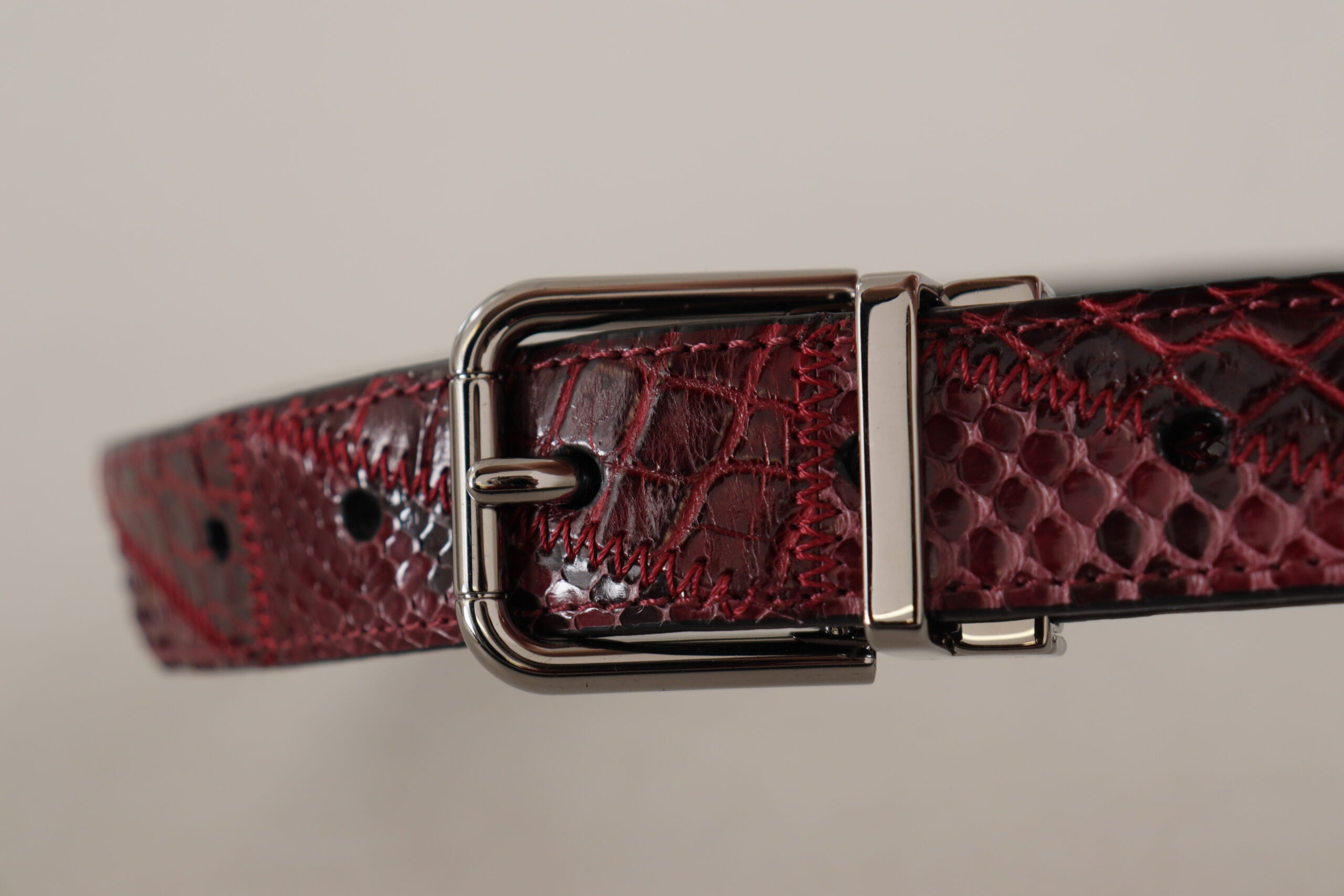 Dolce & Gabbana Red Exotic Leather Metal Logo Buckle Belt - Whispers Of Wisdom Clothing