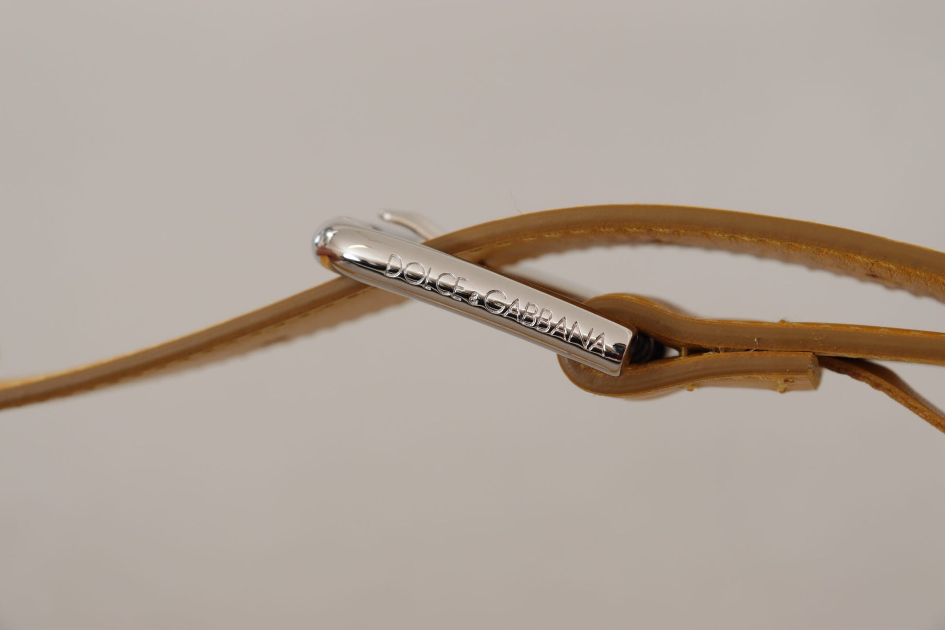 Dolce & Gabbana Yellow Leather Silver Tone Logo Metal Buckle Belt - Whispers Of Wisdom Clothing