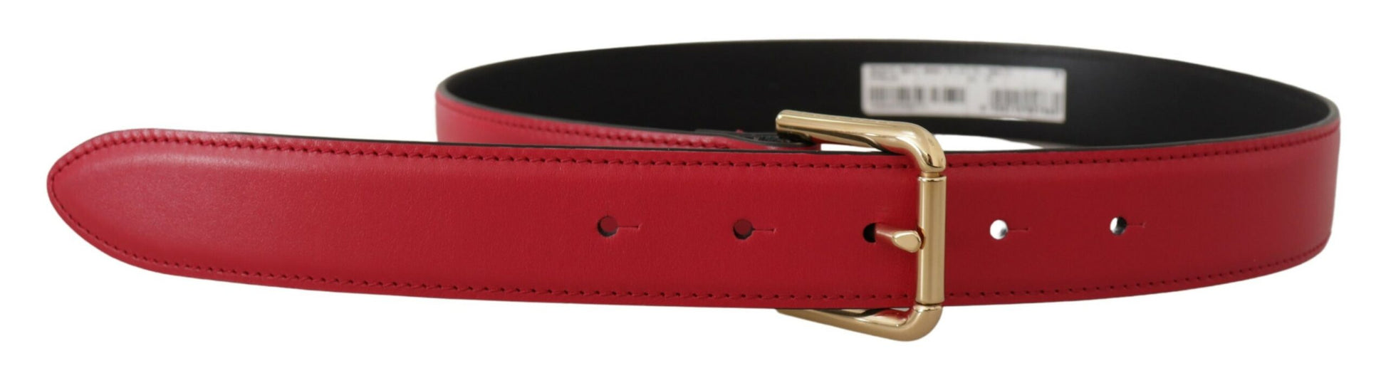 Dolce & Gabbana Red Calf Leather Gold Tone Logo Metal Buckle Belt - Whispers Of Wisdom Clothing