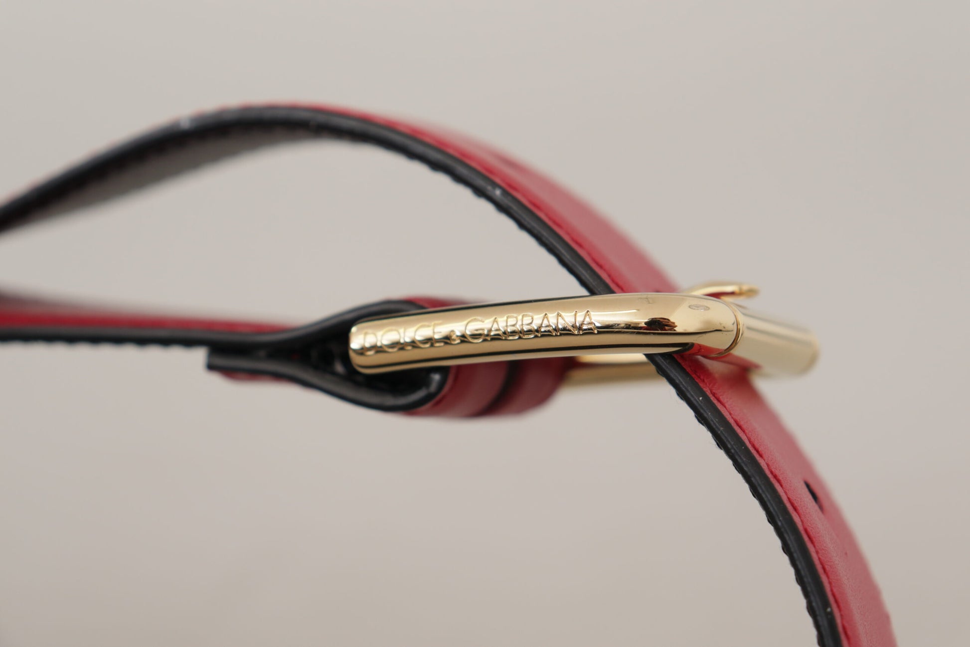 Dolce & Gabbana Red Calf Leather Gold Tone Logo Metal Buckle Belt - Whispers Of Wisdom Clothing