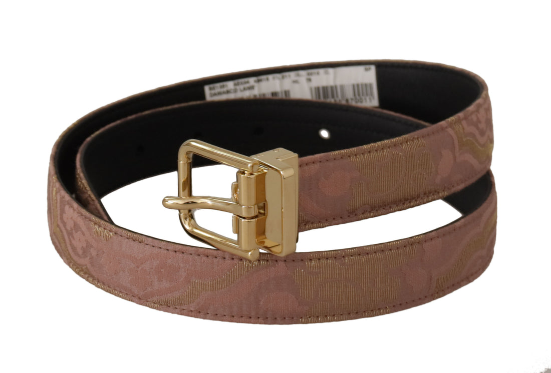 Dolce & Gabbana Rose Gold Leather Logo Engraved Metal Buckle Belt - Whispers Of Wisdom Clothing